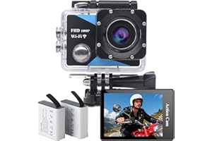Nvgfelis Camara Acuatica WiFi FHD, Cámara Subacuática Resistente al Agua hasta 30 m, Camara Acuatica Sumergible con 2 baterías Recargables de 1050 mAh y Juego de Accesorios