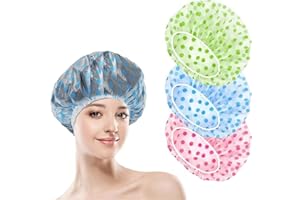 iJiGui 3 Pezzi Cuffia Doccia Elastica, Cuffia Doccia Riutilizzabile Impermeabile Cuffia, Fascia Elastica Impermeabile Cuffia da Bagno in Plastica per Doccia Spa Salon, Capelli Protezione
