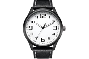 NUOVO Herrenuhr mit weißem großem Zifferblatt, arabischen Ziffern, schwarzem Gürtel, Herrenuhr