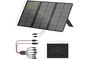 Solarpanel Faltbar, 100W Solarmodul mit ETFE Monokristalline Solarzelle für Powerstation, Solarladegerät mit MC4/6 in1 Solar Panel Stecker, Verstellbarem Ständer,IP65 wasserdicht für Camping,Garten,RV