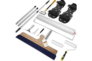 VKE Spiked Roller Self Levelling with Splash Guard, Screeding Tools, Floor Squeegee Heavy Duty for Self Levelling Compound, Spike Shoes for Self Levelling Floor, Pin Leveller, Extension Pole 162cm