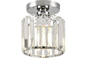 ZYDTRIP Small Crystal Ceiling Light, Silver Crystal Chandelier Modern LED Ceiling Light Pendant Fixture Lighting for Bedroom Hallway Entrance Balcony