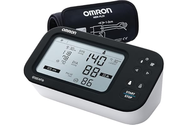 Omron Smart BP Monitor, Clinically Validated with AFib Detection & Bluetooth, Dual Display, Fully Automatic Upper Arm Blood P