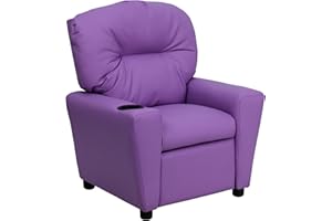 FLASH FURNITURE Flash Muebles contemporáneo Beige Vinilo niños reclinable con portavasos, Morado Claro, 39" D x 24.5" W x 28" H