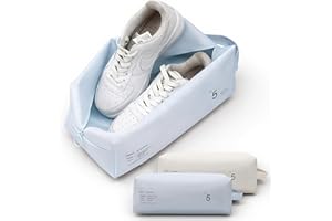 Lammcou Sac à Chaussures Étanche de Voyage, Sac Sport avec Fermeture Éclair, Sac de Voyage pour Gym, Valise, Natation, Chaussures Quotidiennes (White+Blue)