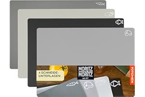 Moritz & Moritz 4x Schneidematte Küche - 28 x 38 cm - Schneideunterlage Küche für schnelles Arbeiten - Schneidebrett Kunststoff Flexibel