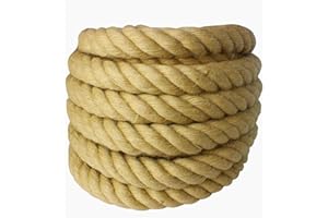 Jalunth Ficelle Corde Jute Naturelle - Grosse Cordelette Chanvre Naturel pour Arbre à Chat Balancoire Bricolage Bateau Décoration Jardin Exterieur Emballage Marin Jardinage 6, 14, 20, 32, 39, 51 mm