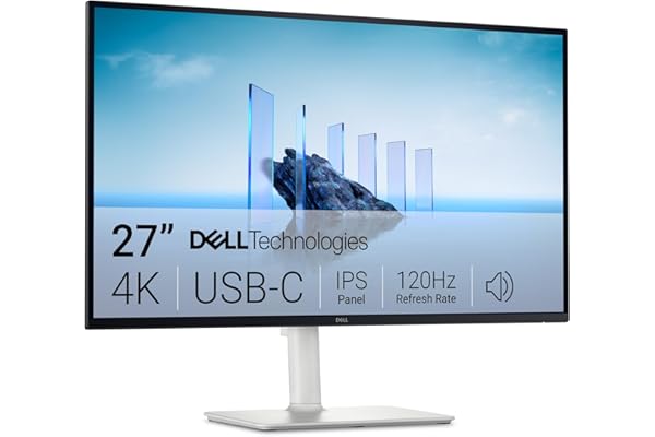 Dell 27 Plus USB-C Écran PC - S2725QC, 4K UHD (3840x2160), 120Hz, IPS, 4ms, AMD FreeSync Premium, 99% sRGB, Réglage en Hauteur, Haut-parleurs intégrés, 2 USB-C, 2 HDMI, 2 USB, Garantie 3 Ans