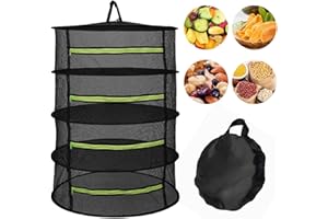 Dafencar Kräuter Trocknen, 4 Lagiger Kräuternetz zum Trocknen, Trockennetze zum Aufhängen Kräuter, Faltbar Kräuternetz zum Trocknen für Pflanze, Gemüse, Kraut, Knospen, Fisch, Kleidung (Schwarz)