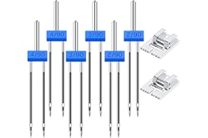 TUCNOEU Lot de 6 aiguilles doubles pour machine à coudre avec 2 pieds presseur à 9 rainures, enfile-aiguille pour machine à coudre, 3 tailles mixtes 2.0/90, 3.0/90, 4.0/90