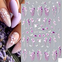 Nagelaufkleber Lila Blumen – Lavendel Decals Für Nail Art, Selbstklebend & Einfach Aufzutragen