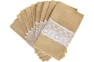 DEER PLATZ 30 Piezas Bolsa De Mesa De Arpillera,Bolsa De Almacenamiento De Cubiertos De Yute Natural, Adecuado para Bodas, Año Nuevo, Suministros para Fiestas y Accesorios De Decoración De Mesa