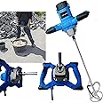 2600W Handheld Paddle Mixer Concrete Mixer, Portable Concrete Cement Mixer Adjustable 6 Speed Paint Mixer, 230V Paddle Drill Mixer Stirring Tool for Mortar Grouts Paint Cement Plaster Plastering
