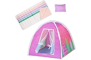 Glitter Girls – 14-Inch Doll Accessories – Camping Set – Colorful Play Tent & Rainbow Sleeping Bag with Pillow – 3+ Years– Children’s Toys