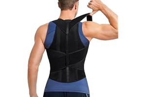 Junlan Back Straightener Posture Corrector for Men Adjustable Scoliosis Back Brace for Posture Hunchback Corrector Relief Lower Back Pain (Black,L)