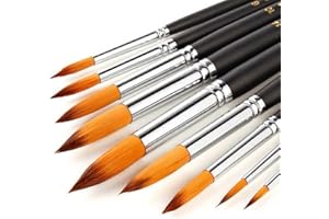 WLOT 9 Pcs Peinture Pinceaux Acrylique,Pinceaux d'Aquarelle£¬Pinceau de Peinture ¨¤ l'Huile, Pinceau de Gouache, Pinceaux de Peinture, Brosse Acrylique avec Manche Bois