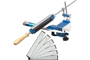 CWOVRS Affilacoltelli Professionale con Disegno a Morsetto Rapido, Sistema di Affilatura Coltello ad Angolo Fisso con Sistema di Tenuta Abrasivo per Lucidatura, 6 Pietre Diamantate
