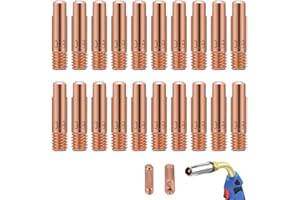 QNENEAM 20 Pièces Pointe de Contact MIG M6 0,8mm, MB15AK Buse de Gaz Contact de Torche de Soudure, Consommables Soudage Adaptés AK15/MB-15 avec Embout Guide-fil pour Pistolet Soudure Soudeurs Professionnels