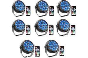 Rtktoup 8PCS RGB Recargable Foco Par LED, 12 LED Batería Luz de Escenario con Control Remoto Luces Discoteca para Fiesta Bar DJ Show Boda Halloween Navidad