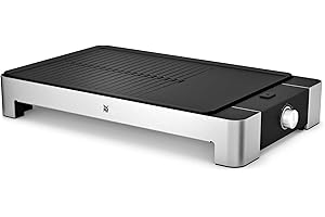 WMF Lono Grill et Plancha électrique, 2300 W, Grande surface, Zones grill + plancha, Revêtement antiadhésif, Plaque amovible compatible lave-vaisselle, Design inox haute qualité 0415340011