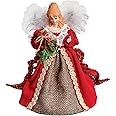 Premier CHRISTMAS ANGEL TREE TOPPER - Red Dress Tartan Shawl Woodland Angel Feather Wings,Black,20cm