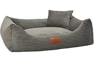 Leo4dog Hundebett Cord Waschbar Bezug Für kleine mittelgroße und große Hunde Hundekissen Hundesofa Hundekorb (Braun, XL 115x90)