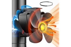 Ventilateur Poele à Bois, Ventilateur de Poele avec Magnétiques, 4 Pales Ventilateur Cheminee, fixe sur tuyau Ventilateur Silencieux pour Poêle à Bois/Cheminée/Gaz/Bûches/Poele a Granule
