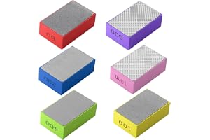 Zocipro 6-pack diamanthandpoleringsdynor, set med sandblock för kakel | 60#, 100#, 200#, 400#, 600#, 1000#, diamantslipplattor poleringsplattor, porslin slipblock för glas, sten, keramik, trä