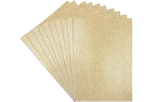IDEEN MIT HERZ Planchas de espuma de goma con purpurina, DIN A4, 2 mm, 10 unidades, ideal para manualidades (dorado)