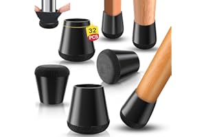 DYDHRER Stuhlbeinkappen, Schutzkappen für Stuhlbeine mit Filz, Silikon Stuhlbeinschoner, Stuhlbeinkappen Rund für Hartholzböden, Fliesen und Laminatboden (Schwarz, Fit:15-21mm)