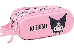 safta Kuromi - Astuccio doppio 3D per bambini, ideale per bambini in età scolare, comodo e versatile, qualità e resistenza, 21 x 6 x 8 cm, rosa, M, casual, Colore: rosa., m, Casual
