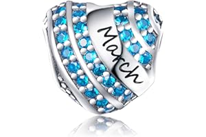 YOUFENG JEWELLERY S925 Sterling Silver Birthstone Charms Fit for Pandora Charms Bracelet Love Heart Birthday Gifts Crystal Charm