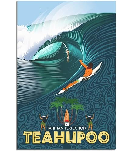 YONGCAI Poster Vintage Tautira Tahiti Beach Travel Sur Toile Murale Décoration Intérieur