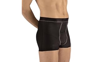 PAVIS Medically Approved Hernia Boxer Shorts with 2 Removable Pads – Inguinal, Scrotal & Lower Abdominal Support Briefs – Discreet Everyday Wear – Black