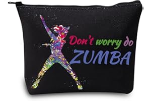LEVLO Zumba Bailarina Cosmética Maquillaje Bolsa Regalo Para Zumba Lover Don't Worry Do Zumba, Bolsa De Maquillaje Con Cremallera Para Mujeres Niñas, Do Zumba Black, Bolsa de cosméticos