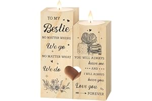 Niyewsor Valentines Bestie Gifts, Heart Shaped Candle Holders Gifts for Bestie, Personalized Candle Gift for Women Sister, Christmas Birthday Graduation Wedding Presents for Friend