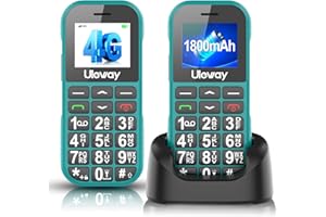 Tosaju 4G Teléfonos móviles para Personas Mayores sin Contrato 1800mah batería con botón Grande teléfono móvil Simple botón Grande Handy con estación de Carga SOS botón de Llamada de Emergencia Verde