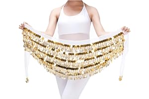 MUNAFIE Pañuelo tribal para danza del vientre, con faldas de monedas doradas