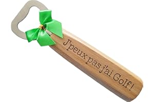 BOMOSKI Décapsuleur Golf en Bois Gravé et Personnalisé pour Fan de Golf - Cadeau Golfeur Homme Femme Humoristique Accessoire Golfeur pour Anniversaire, Noël