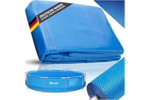 tectake® Poolabdeckung rund, Solarplane Pool, Poolplane rund, Poolzubehör Abdeckplane für Aufstellpool, Pool Garten, Schwimmbecken, Pool Abdeckung mit Noppenfolie als Solar Poolheizung - Ø 549 cm