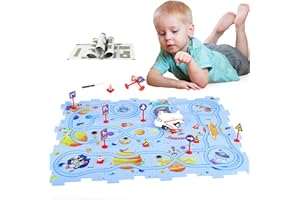 KADAYAYA Puzzle Track Toy Vehicle Playset for Kids Age 3-6 Rail Airplane Slot Car Track Jigsaw Toy for Toddler 3 4 5 Plastic Puzzle with Rail Car Educational Toy Puzzle for Kids Age 5-8 Birthday Gift