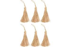 Haofy Jute Tassels 6 Stycken, Heminredning, Rustik Stil, Bred Applicering, Naturliga Jute -tofsar med Mjukt Rep för Armband, Halsband, örhängen, Tasselycklingar och Hantverksprojekt