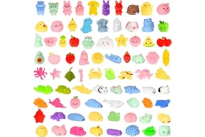 MONEMEY Squishy Kawaii zestaw 80 mini mochi Squishies do wyciskania, zabawki antystresowe, na imprezę, jako dekoracja, upominek urodzinowy dla chłopców i dziewczynek