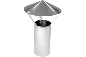 KAMINO - FLAM Kamino-Flam Ø 120 mm Chimney Cap, Hot-dip Aluminised (FAL) Rain Cowl, Rain Cover Protector Cap, EN 1856-2 Standard, approx. 12 x 12 x 40 cm, Silver