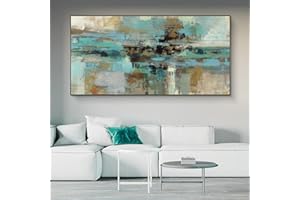 KADING Di grandi dimensioni Turchese Dipinti su Tela Astratti su Wall Art Poster e Stampe Modern Graffiti Art Quadri su Tela Home Decor 85x175cm(34x69in) Cornice Interna