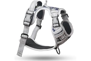 HEELE Pettorina Cane, Imbracatura Sganciata Rapido dal Collo, Pettorina Anti-tiro Riflettente e Regolabile con Maniglia Comoda, Morbida e Imbottita per Cani Piccola Media Grande, Mimetico Grigio XL