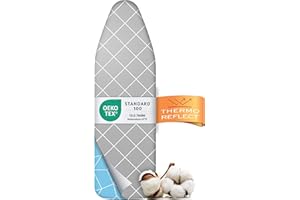 Timbley Turbo Funda Tabla Planchar 120x40 – Refleja Calor para Planchar rápido – Montaje fácil con elástico – 2X Acolchado cómodo & OEKOTEX100 | Hecho en Europa | Talla M