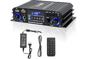 NAMYOPRCE Mini Bluetooth Amplificador Audio, 1200W HiFi de 4.0 Canales Potencia nominal 35W x4 Audio Stereo Music Reproductor, SD Card/USB Input/FM Radio, para PC, TV, Amplificador Coche, casa Altavoz (1200W)