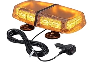 EYPINS Gyrophare LED Orange 72 LEDs Base Magnétique 12/24V 36W IP65 Stroboscopique 5M Câble Allume-Cigare pour Camion Chasse-Neige Tracteur Chariot à Fourche
