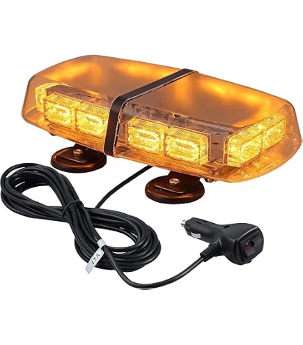 Barres LED Orange 12V 24V Clignotantes Barre Lumineuse LED 12V 24V Orange 36W 30cm 9 Modes De Flash Éclairage Stroboscopique Feu D'Avertissement Prise Allume-cigare - TV Son Photo Flash Led